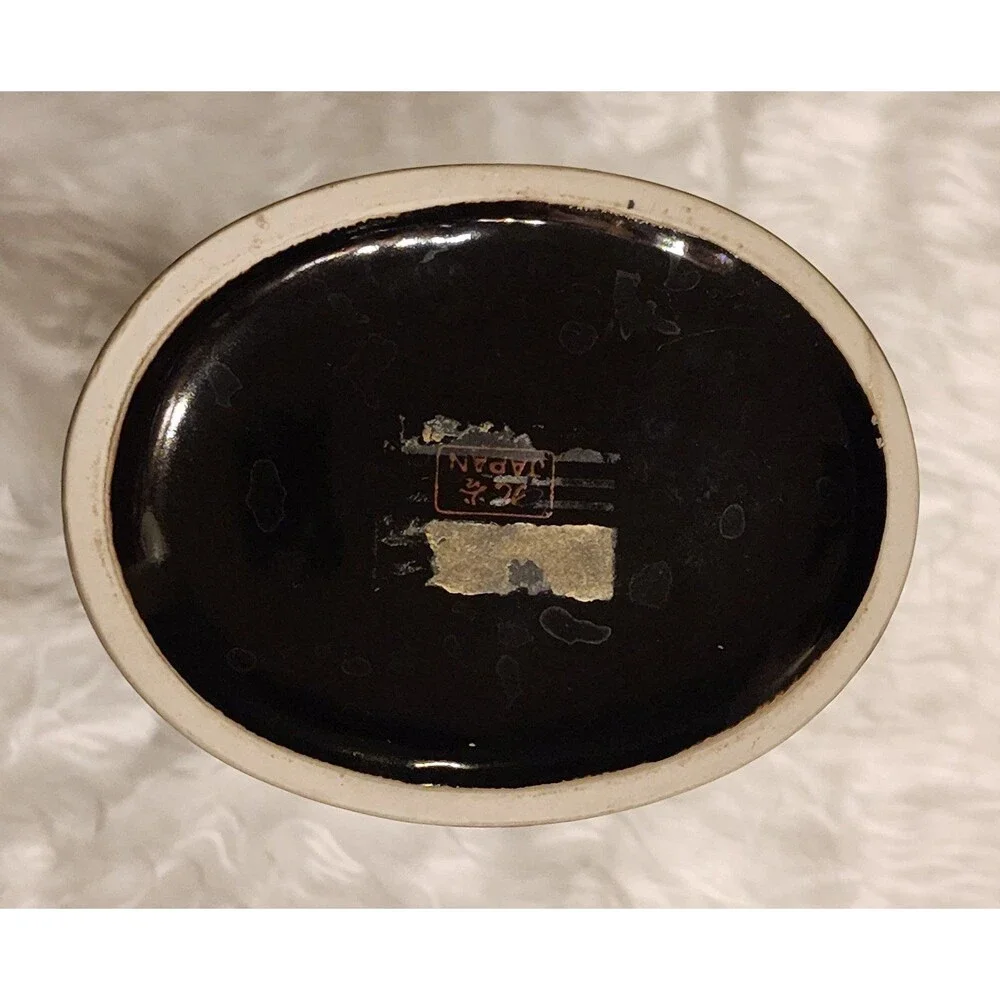 Beautiful Japanese Kutani Black Oval Vase